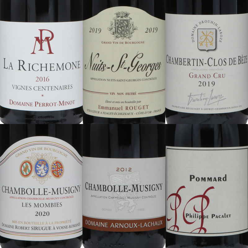 入手困難ブルゴーニュ有名生産者赤6本セット ドメーヌ ペロミノ/ フィリップ・パカレ/ ドメーヌ･ロベール･シリュグ / アルヌー ラショー /ドルーアンラローズ/ ドメーヌ・エマニュエル・ルジェ